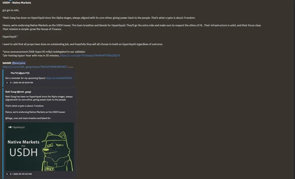 USDH to Native Markets