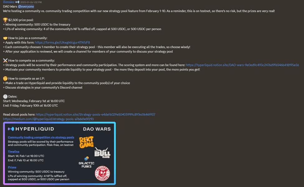 DAO Wars, Perps Trading Competition