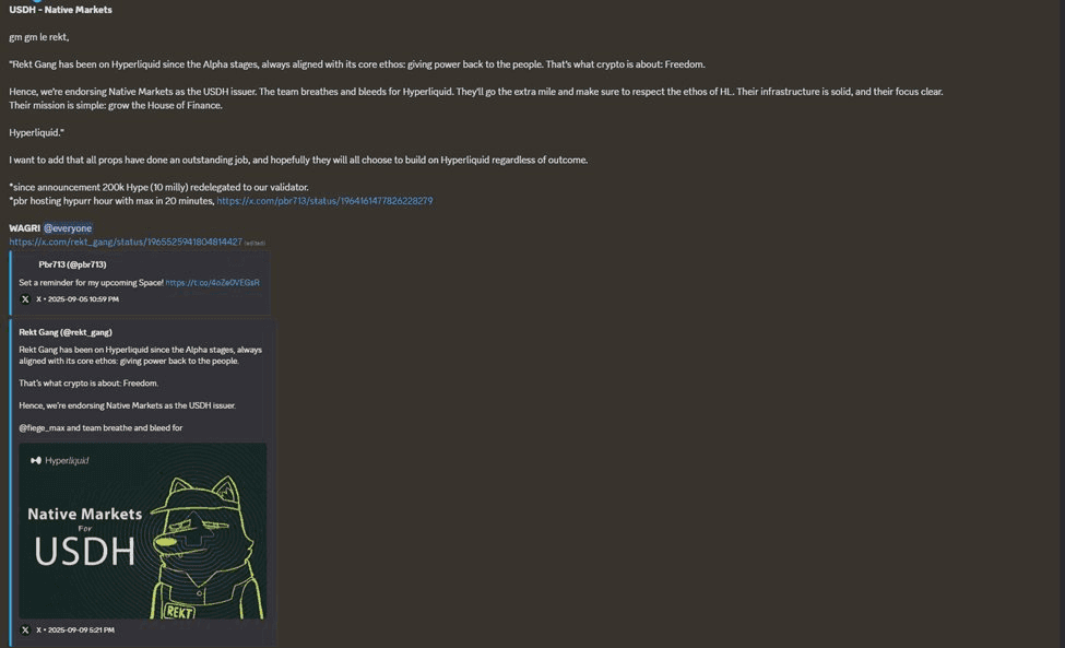 USDH to Native Markets